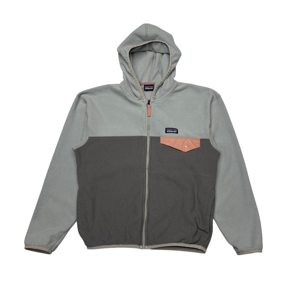Patagonia Micro D Snap T Fleece Full Zip Hooded Jacket Kid's Medium Granola